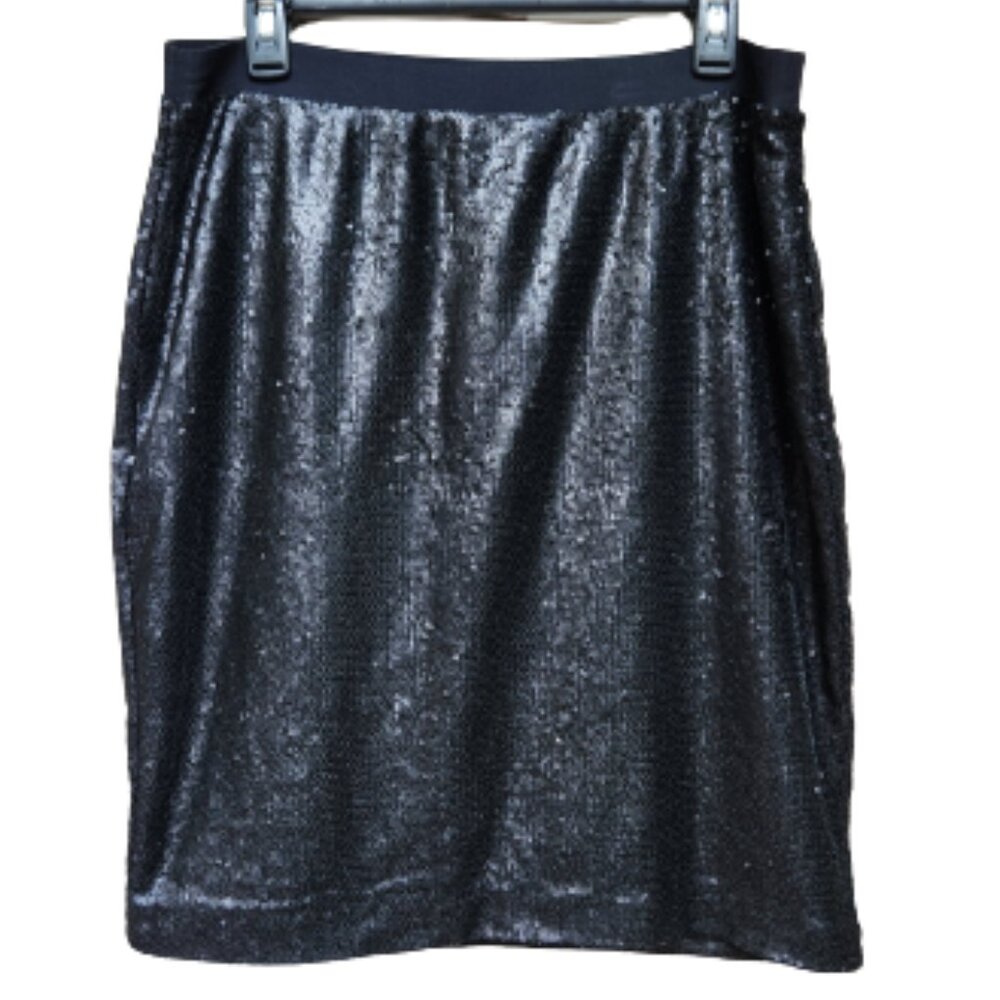 Versona Black All Over Sequins Skirt Straight NEW Party Wedding Event